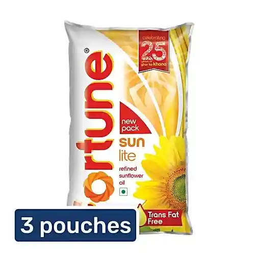 Fortune Sunlite Refined Sunflower Oil, 3x800 g (Multipack